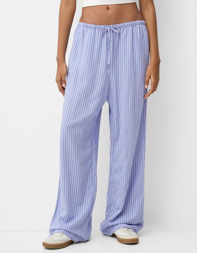 Pantalón Straight Rayas Cintura Goma Mujer M - Bershka - Modalova