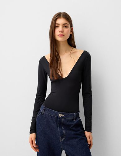 Body Manga Larga Cuello Pico Mujer S - Bershka - Modalova