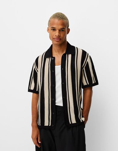 Camisa Manga Corta Estructura Rayas Hombre L / - Bershka - Modalova