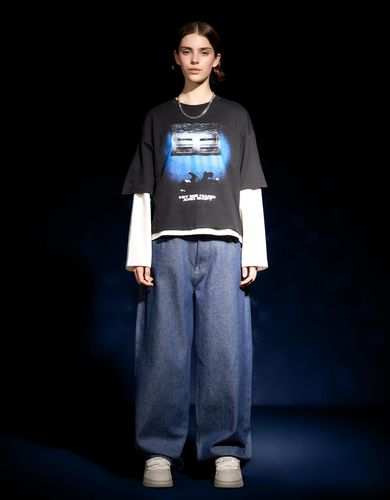 Corta Print Mujer S Negro" - Bershka - Modalova