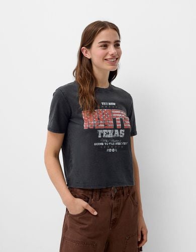 Camiseta Manga Corta Print Mujer Xs - Bershka - Modalova