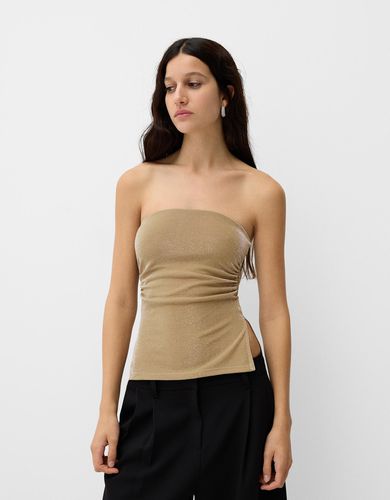 Top Bandeau Hilo Metalizado Aberturas Laterales Mujer Xs - Bershka - Modalova