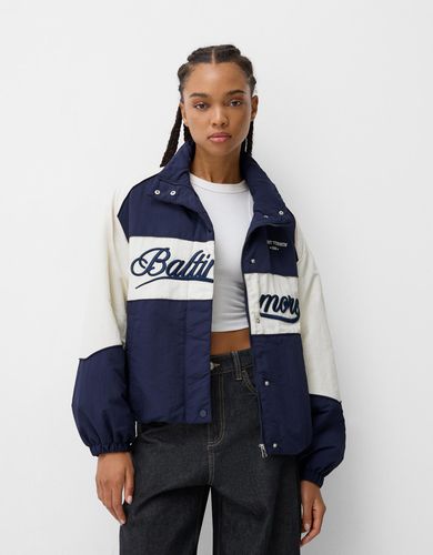 Cazadora Puffy Varsity Mujer Xs - Bershka - Modalova