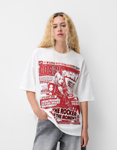 Camiseta Manga Corta Print Mujer L - Bershka - Modalova