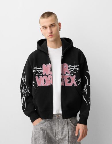 Sudadera Cremallera Boxy Print Hombre M - Bershka - Modalova