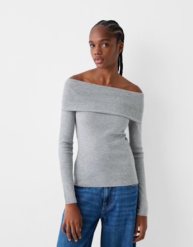 Bershka Jersey Bardot Mujer M Gris - Bershka - Modalova