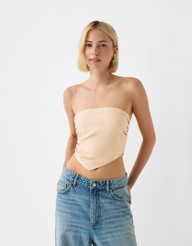 Top Pañuelo Con Lino Mujer S - Bershka - Modalova