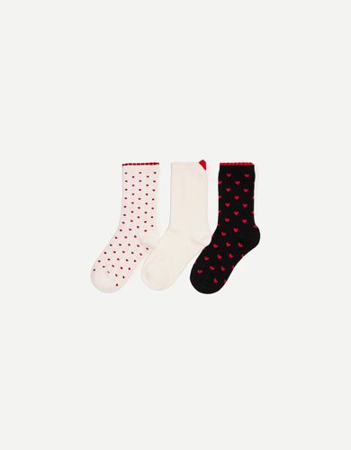 Pack 3 Calcetines Corazones Mujer - Bershka - Modalova