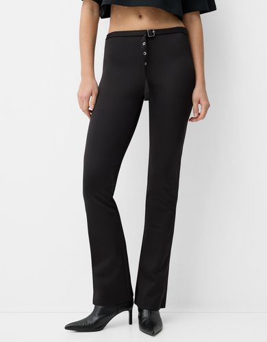 Pantalón Skinny Técnico Bajo Aberturas Mujer L - Bershka - Modalova