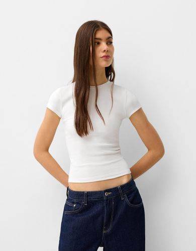 Camiseta Manga Corta Cuello Redondo Mujer M - Bershka - Modalova