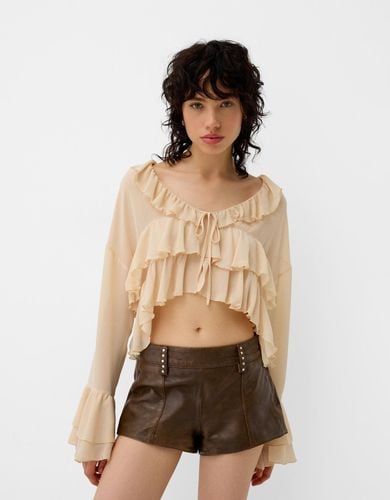 Short Piel Tachas Mujer L - Bershka - Modalova