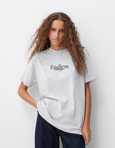 Camiseta Manga Corta Oversize Print Mujer M - Bershka - Modalova