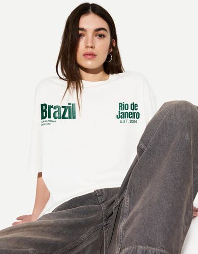 Camiseta Manga Corta Print Mujer L - Bershka - Modalova