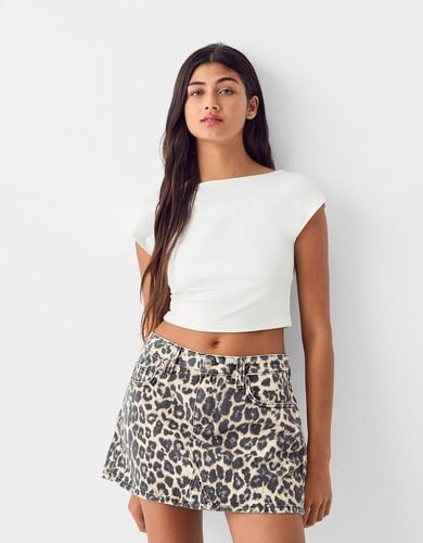 Falda Denim Mini Animal Print Mujer 34 - Bershka - Modalova