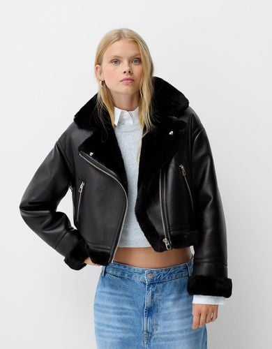 Cazadora Biker Doble Faz Mujer S - Bershka - Modalova