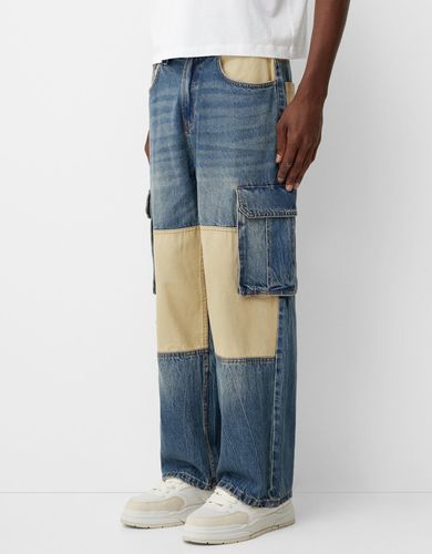 Jeans Cargo Baggy Color Block Hombre 32 - Bershka - Modalova