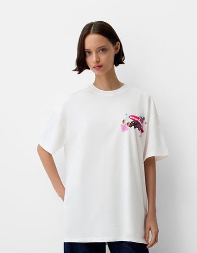 Camiseta Manga Corta Oversize Print Mujer 10-12 - Bershka - Modalova