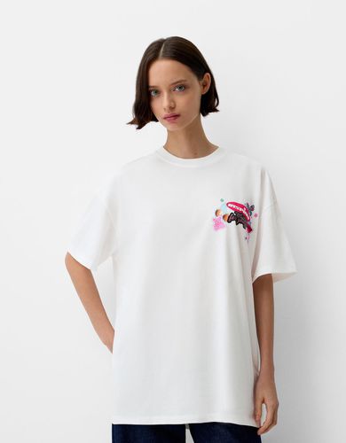 Camiseta Manga Corta Oversize Print Mujer L - Bershka - Modalova