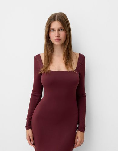 Vestido Midi Manga Larga Mujer Xs - Bershka - Modalova