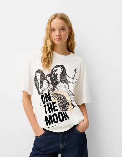 Camiseta Manga Corta Oversize Print Mujer S - Bershka - Modalova