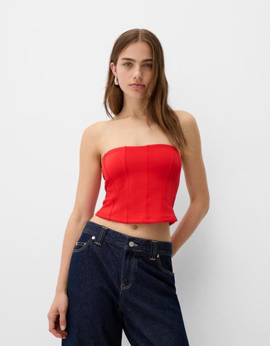 Bershka Top Bandeau Mujer Xs Rojo - Bershka - Modalova