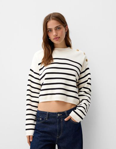 Jersey Cuello Redondo Botones Mujer L - Bershka - Modalova