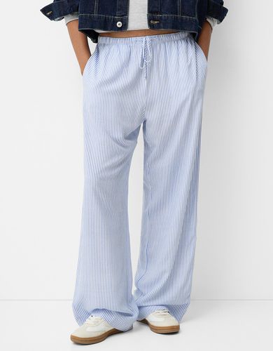 Pantalón Straight Rayas Cintura Goma Mujer 10-12 - Bershka - Modalova