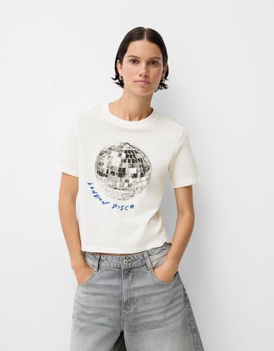 Camiseta Manga Corta Print Mujer L - Bershka - Modalova