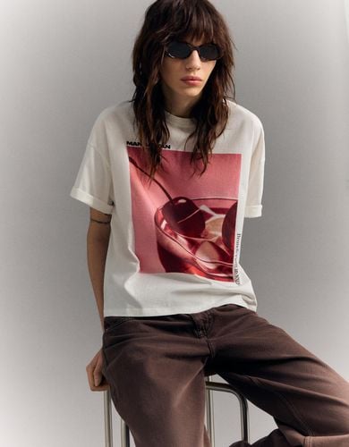 Camiseta Manga Corta Oversize Print Mujer Xs - Bershka - Modalova