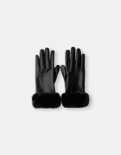 Guantes Efecto Piel Mujer - Bershka - Modalova