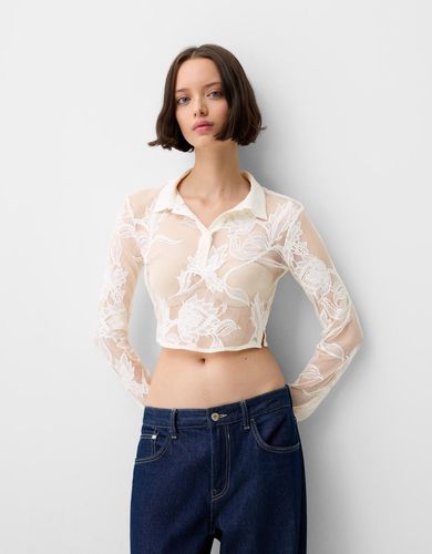 Camisa Cropped Jacquard Mujer L - Bershka - Modalova