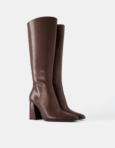 Bota Tacón Ancho Mujer 36 - Bershka - Modalova