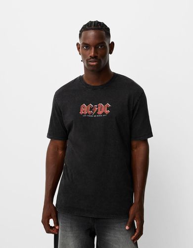 Camiseta Ac/Dc Manga Corta Lavada Print Hombre L - Bershka - Modalova