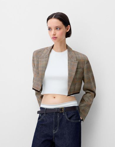 Blazer Cropped Bajo Deshilachado Mujer L - Bershka - Modalova