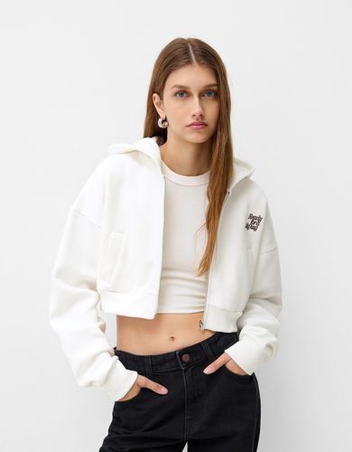 Sudadera Cremallera Capucha Cropped Mujer L - Bershka - Modalova