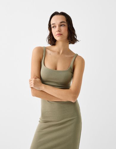 Vestido Midi Tirantes Escote Cuadrado Mujer L - Bershka - Modalova