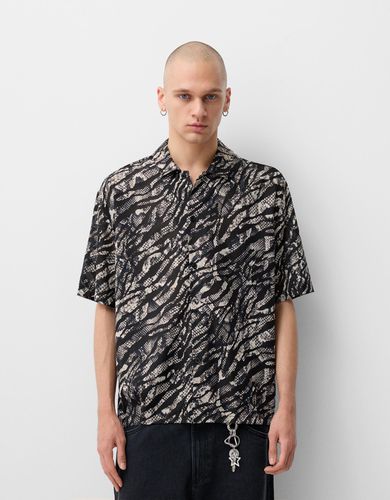 Camisa Manga Corta Relax Animal Print Hombre L - Bershka - Modalova