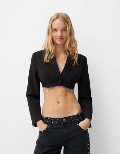 Blazer Cropped Mujer L - Bershka - Modalova