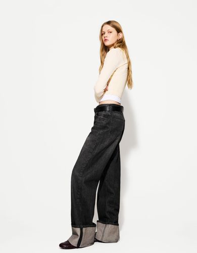 Jeans 90'S Wide Leg Vuelta Bajo Mujer 36 - Bershka - Modalova