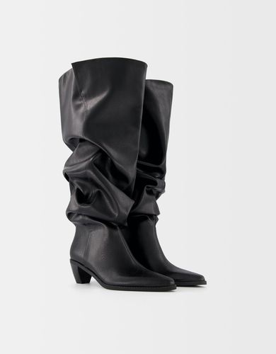 Bota Tacón Medio Slouchy Mujer 35 - Bershka - Modalova