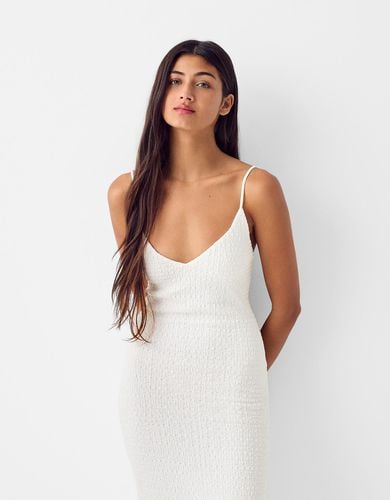 Vestido Midi Tirantes Rústico Mujer M - Bershka - Modalova