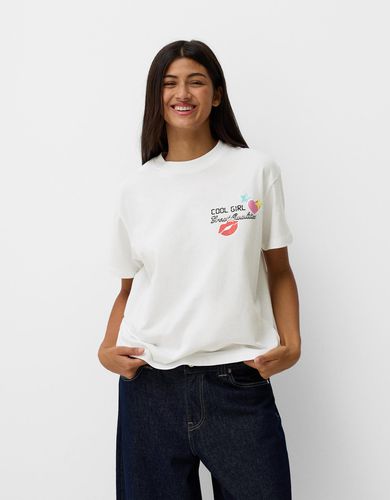 Camiseta Manga Corta Print Mujer L - Bershka - Modalova