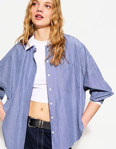 Camisa Manga Larga Popelín Oversize Mujer S - Bershka - Modalova