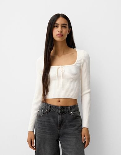 Jersey Escote Cuadrado Lazo Mujer L - Bershka - Modalova