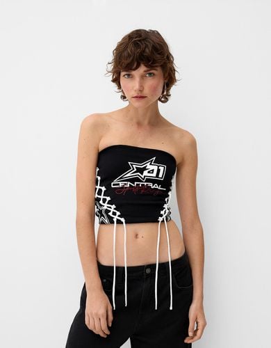 Top Bandeau Lace Up Mujer M - Bershka - Modalova