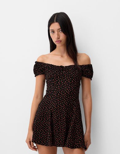 Vestido Mini Print Flor Mujer L - Bershka - Modalova