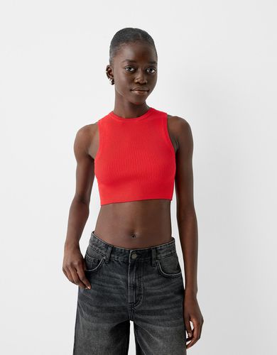 Bershka Top Rib Mujer Xs Rojo - Bershka - Modalova