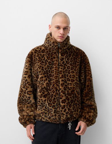 Cazadora Efecto Pelo Animal Print Hombre M - Bershka - Modalova