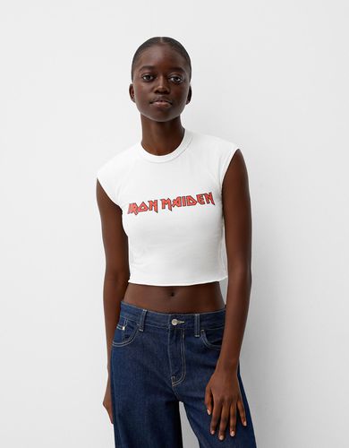 Camiseta Iron Maiden Manga Corta Cropped Mujer Xs - Bershka - Modalova