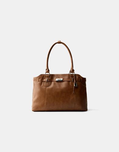 Bolso Efecto Piel Abalorios Mujer - Bershka - Modalova